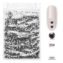 1440 Stk./Beutel Farbige Glas-Nagelkunst-Rhinestone Schwarz Erz