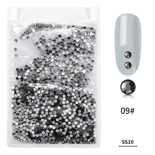 1440 Stk./Beutel Farbige Glas-Nagelkunst-Strass, Transparentgrau
