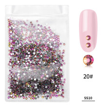 1440 Stk/Beutel Farbige Glas-Nagelkunst-Rhinestone Bunt
