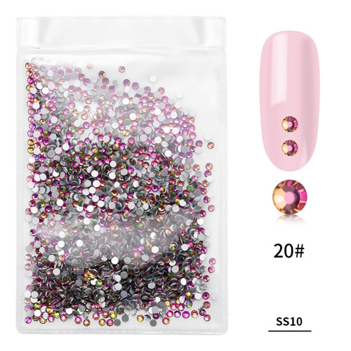 1440 Stk/Beutel Farbige Glas-Nagelkunst-Rhinestone Bunt