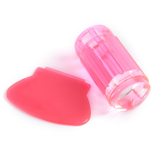 Transparent Silicone Nail Polish Seal Head Stamper Scraper Tool (Red) 1