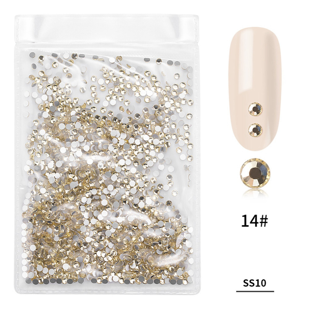 Light/Yellow 1440Pcs/Bag Colorful Glass Nail Art Rhinestone