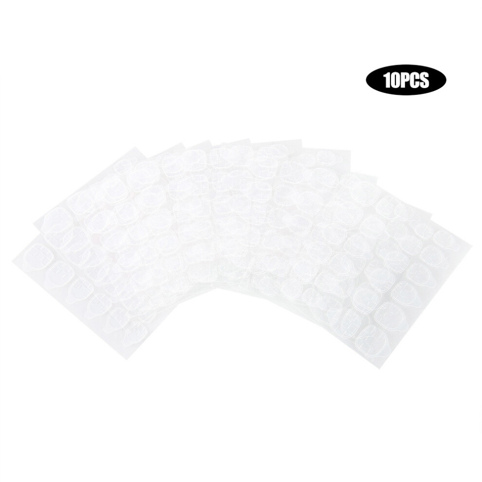 10 Sheets Transparent Double Sided Tape Toenail Sticker Fake Nails