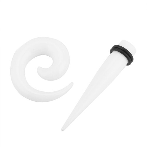 White Acrylic Snail Ear Tapers Plugs 2
