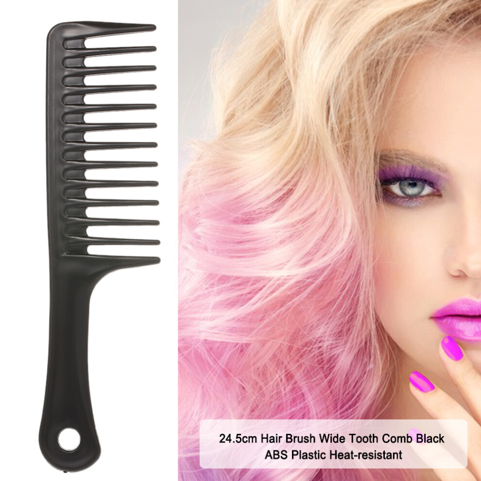 24.5cm Wide Tooth Hair Brush Black ABS Heat-resistant Styling Tool