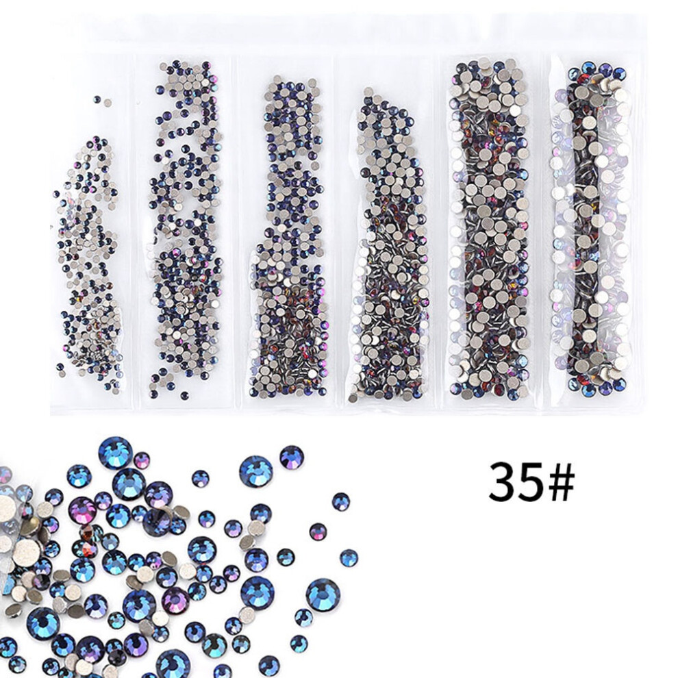 6 Grids Colorful Nail Art Rhinestones DIY Manicure Tools(35)