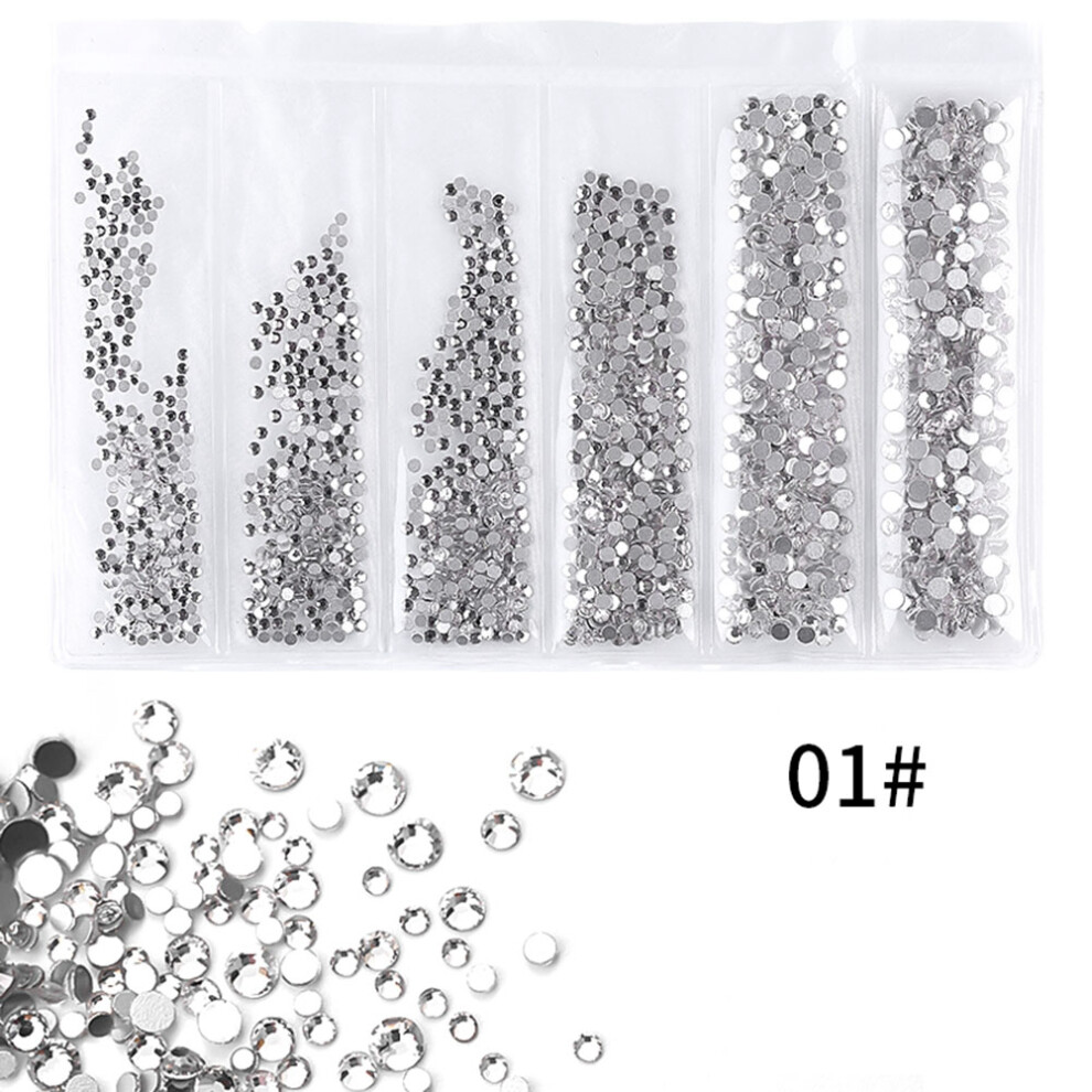Colorful Nail Art Rhinestones 6 Grids DIY Manicure Tools