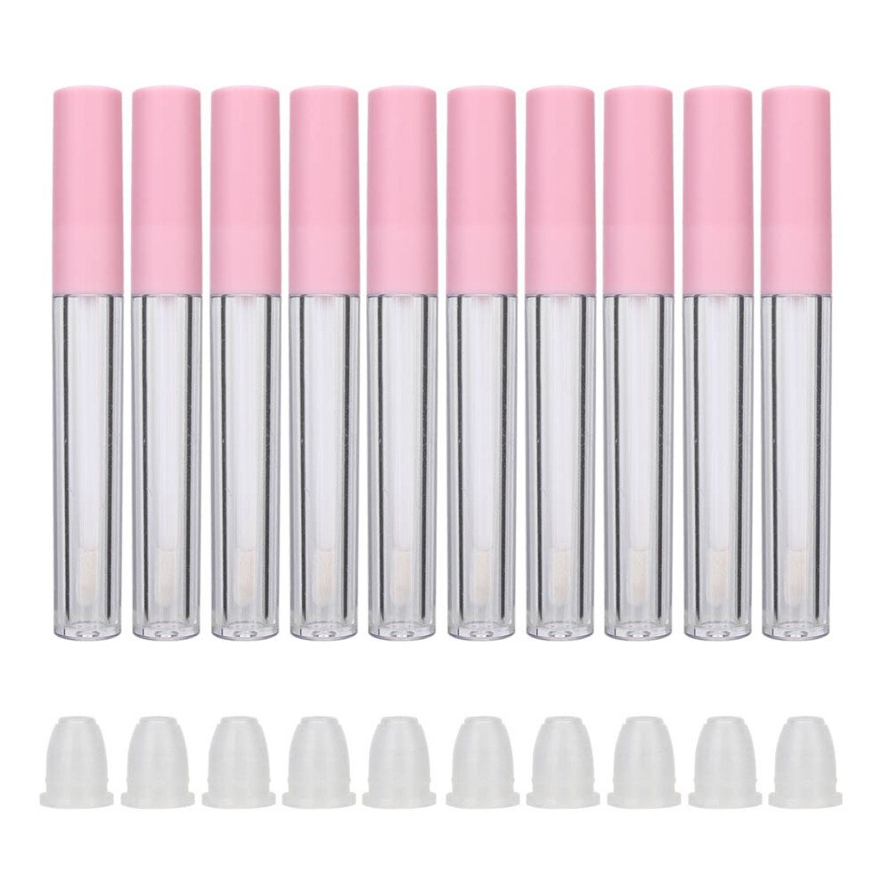 (Pink Lid (Transparent Bottle Body)) 10pcs Refillable Lip Gloss Bottle 2.5ml Pink Lid Transparent