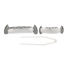 (Silver Black) Zähne Hip-Hop-Accessoire für Damen und Herren Halloween