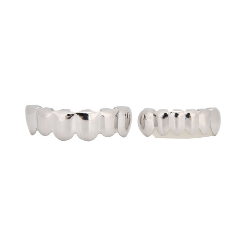 (Silver) Denti luccicanti accessorio hip hop per Halloween 1