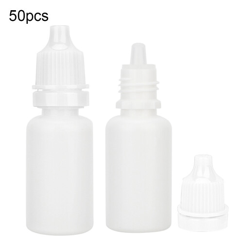 (White) 50Pcs 10ml Plastic Squeezable Bottles Eye Drop Container Dropper White 2