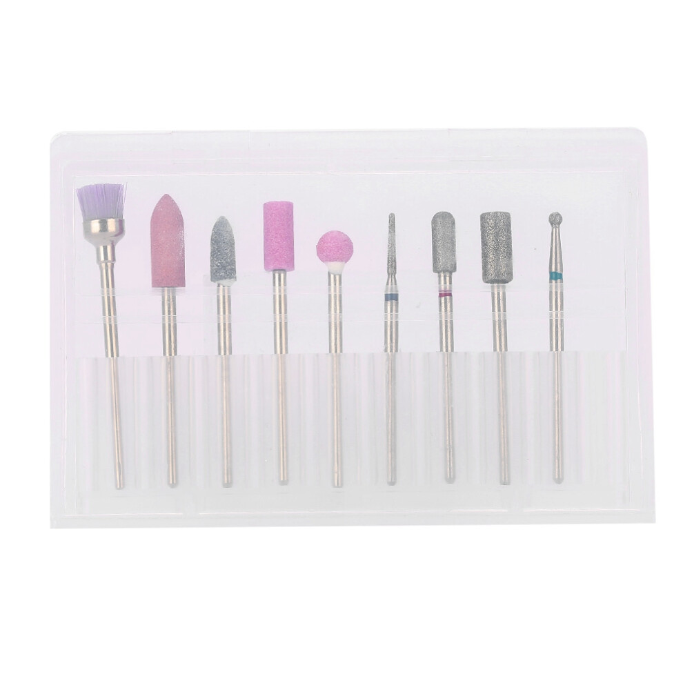 9Pcs Emery Nail Drill Bits Set Polishing Grinding Head For Manicure 461605210896