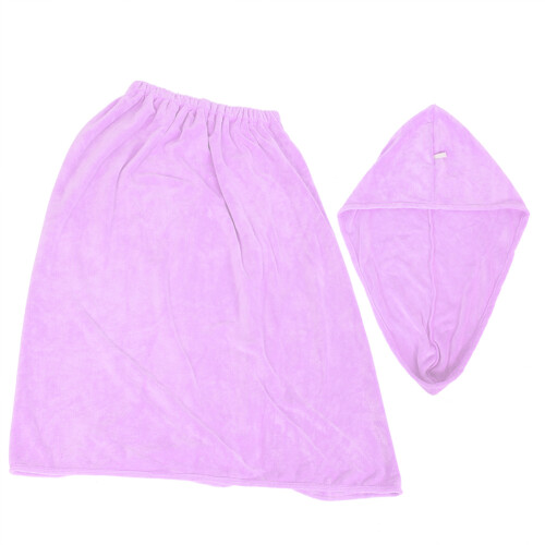 (Light Purple) Set Bagno Donna Accappatoio Microfibra Cuffia Viola 2