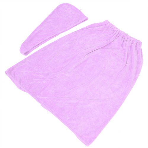 (Light Purple) Set Bagno Donna Accappatoio Microfibra Cuffia Viola 1