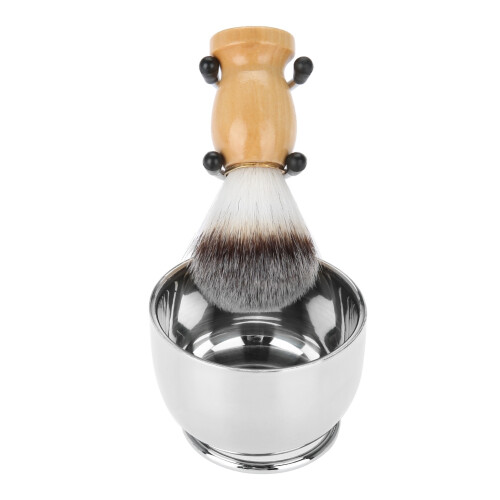 Herrenbartpflege-Set Edelstahl-Schale mit Pinsel 1
