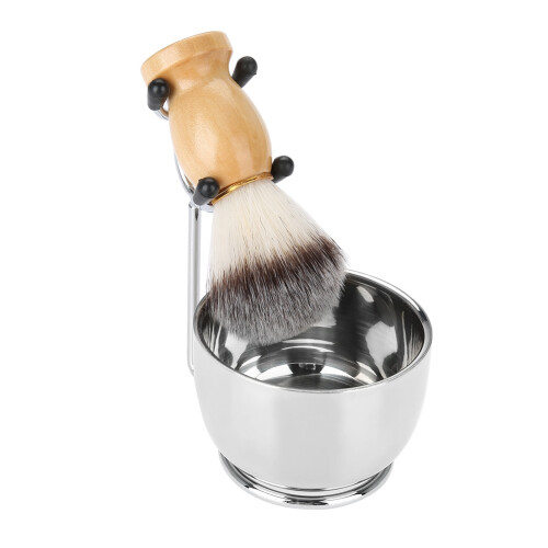 Herrenbartpflege-Set Edelstahl-Schale mit Pinsel 2