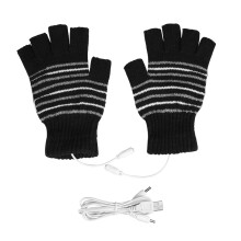 5V USB Heated Half Finger Gloves Men Women Black