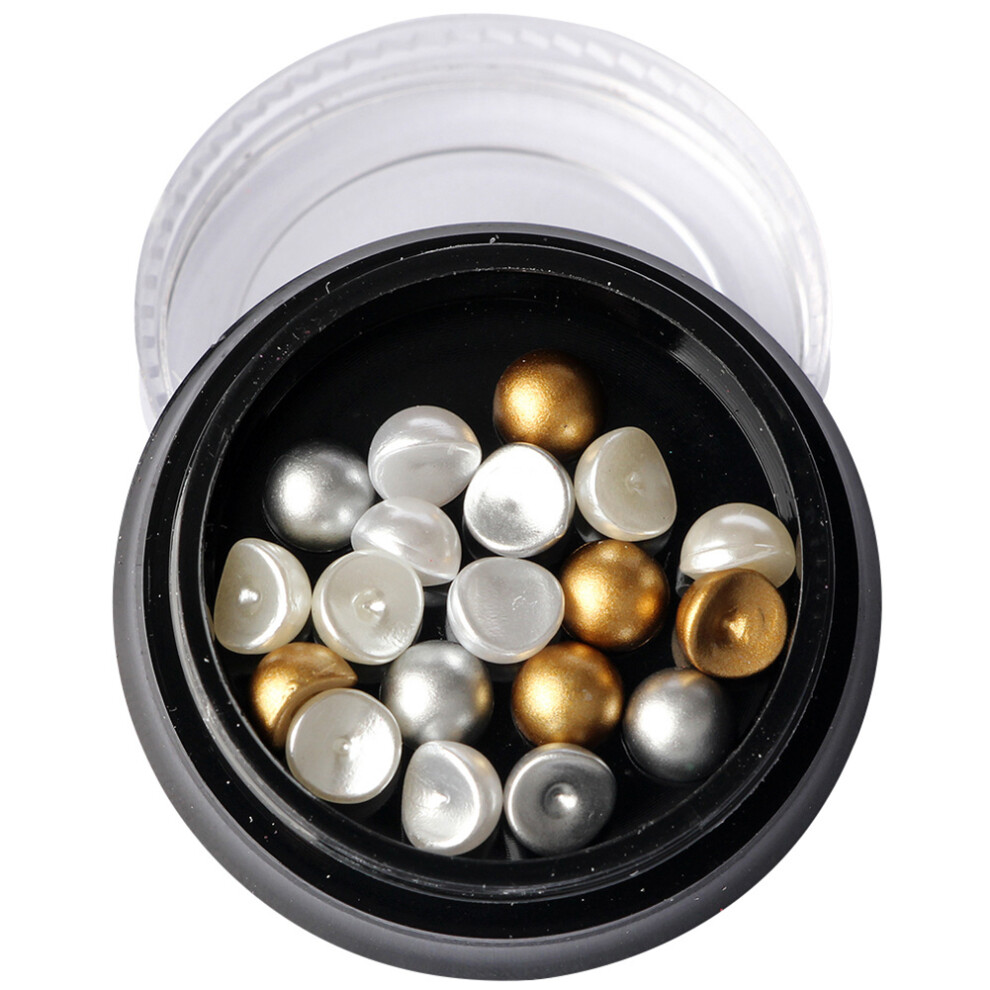 3 Colors 20pcs Nail Art Studs Half Pearls Decorations DIY Manicure