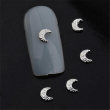 100pcs Nail Art Rhinestone AB Crescent Shape DIY Manicure Silver