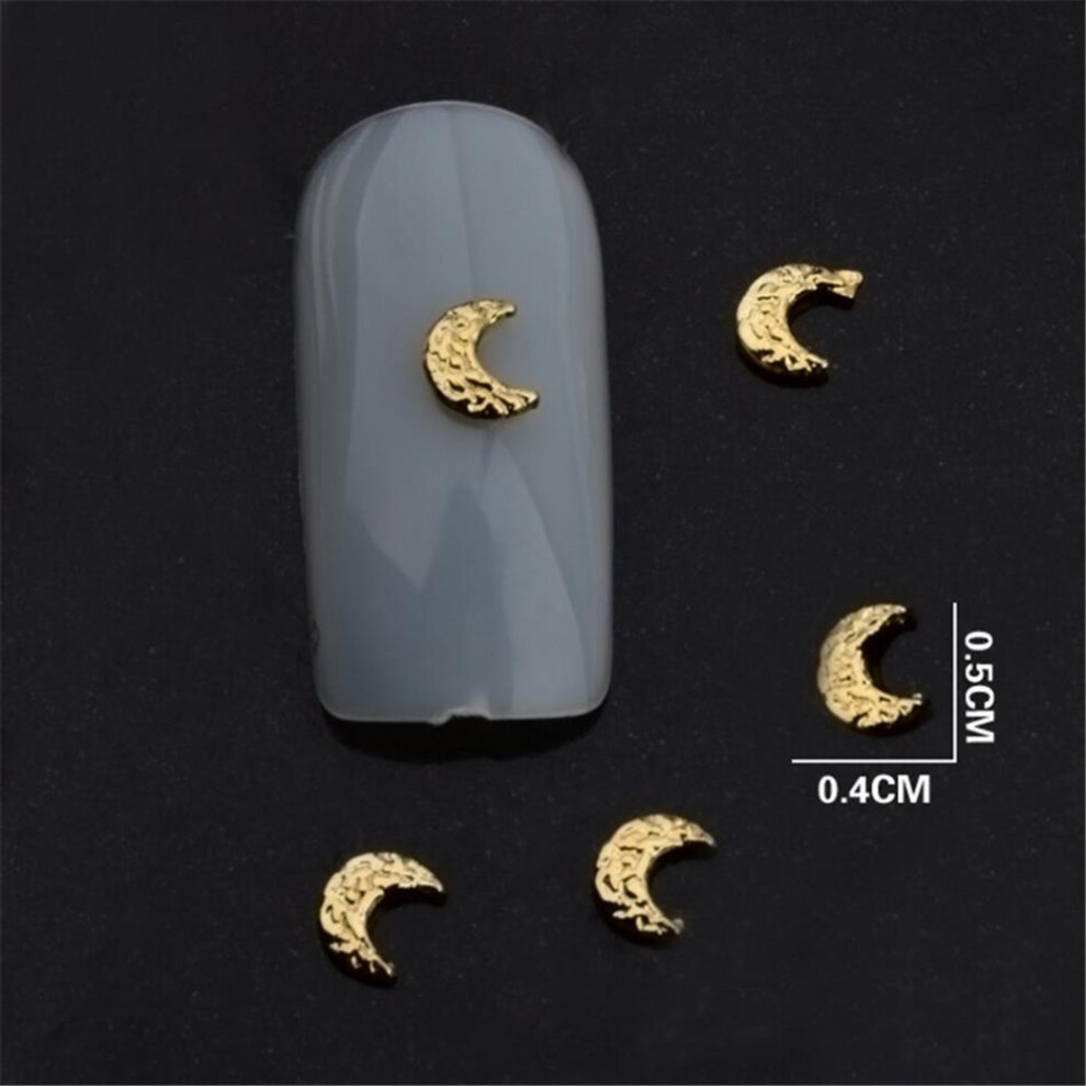 Gold 100Pcs Nail Art Rhinestone Ab Crescent Shape Diy Manicure
