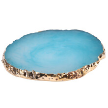 Natürlicher Harzstein Nail Art Platte Gel Lack Halter Blau