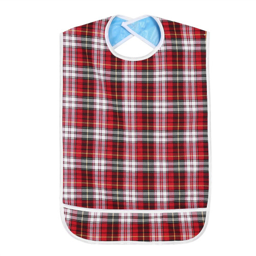 Adult Waterproof Mealtime Bib Double Layer Red 2