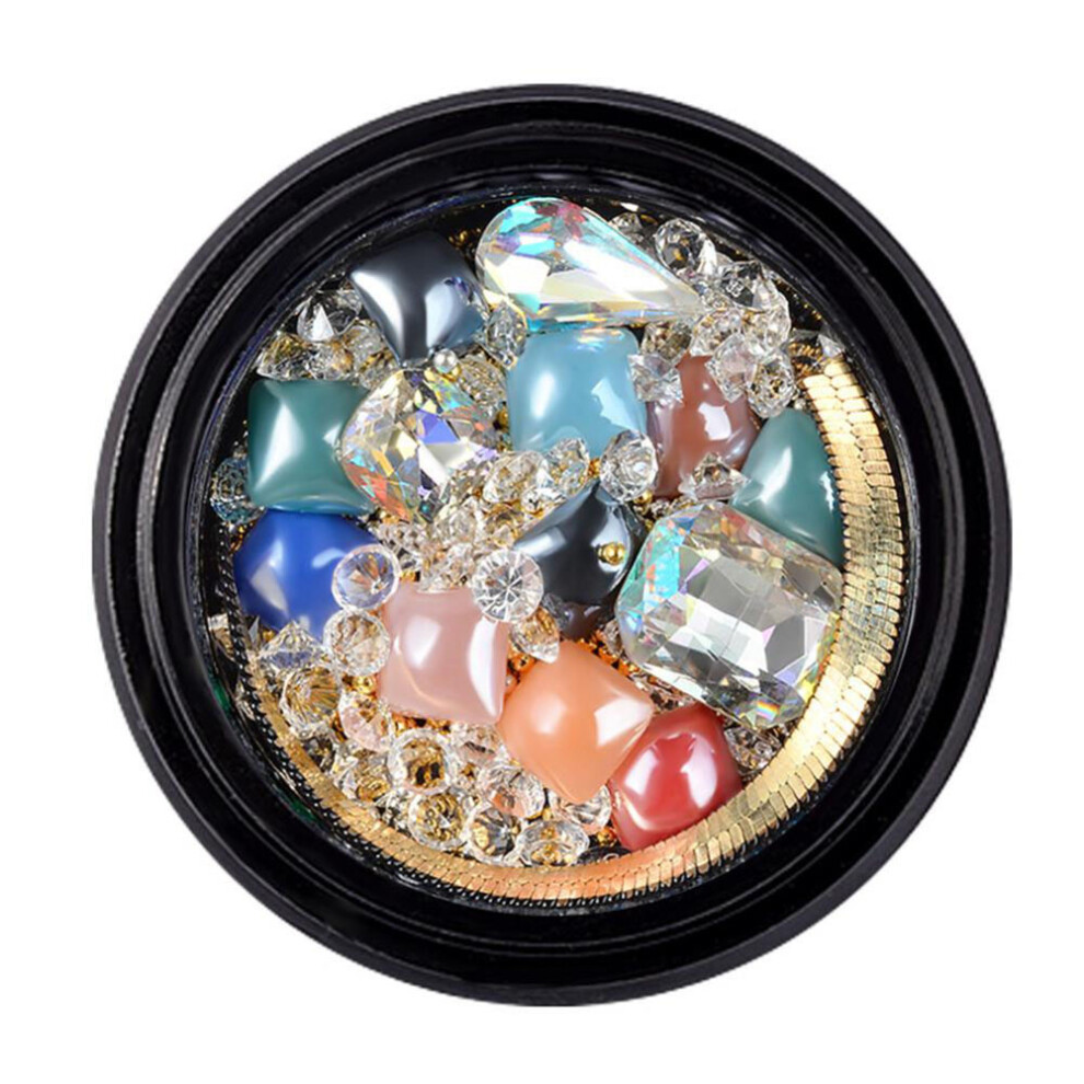 Culet Glitter AB Drill Nail Art Zipper Chain Rhinestone Beads HZ15