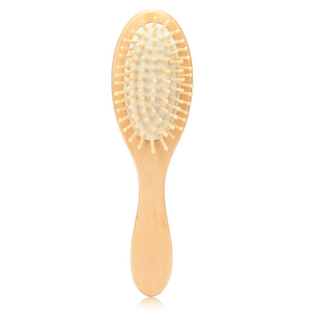 White Anti Static Wooden Comb Paddle Hairbrush Scalp Care Massage