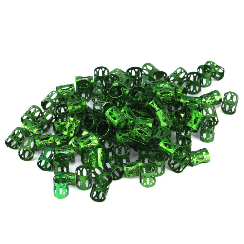 100 Stk. Bunte Haar-Flechtperlen-Ringe Cuff Grün