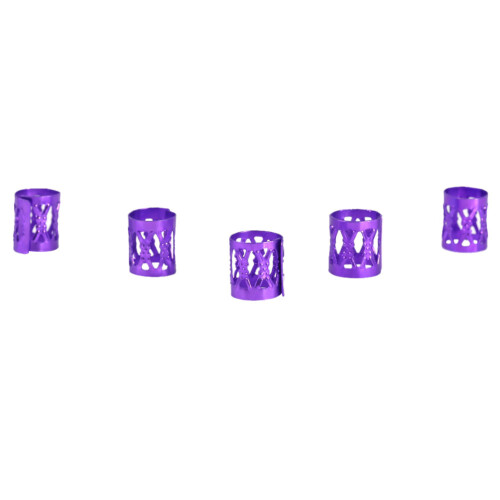 100 Stk. Bunte Haar-Flechtperlen-Ringe Cuff Lila 1
