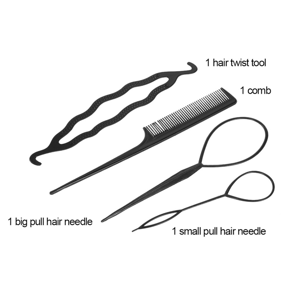 Unisex 4Pcs Hair Twist Clip Stick Pin Bun Braid Maker Diy Tool
