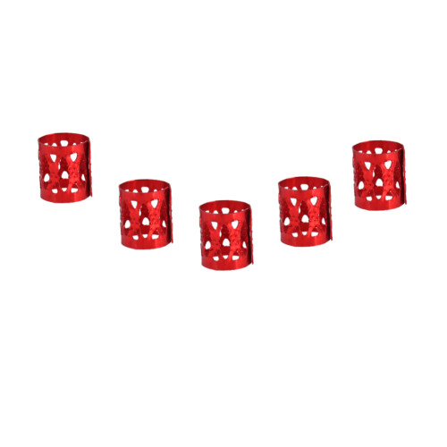 100x Bunte Haarflecht-Ringe Dekoration Rot 1