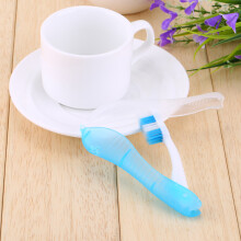Light Blue Foldable Toothbrush Travel Camping Hiking Outdoor