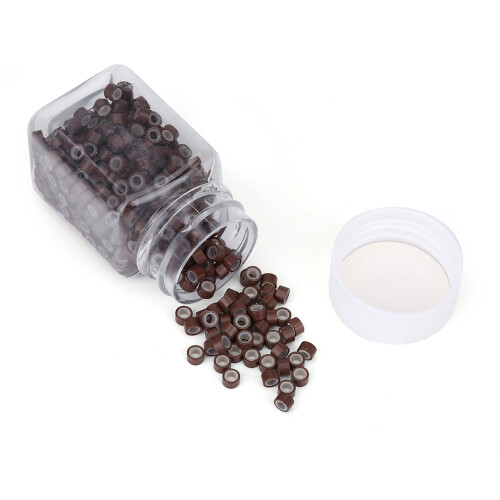 Perline Alluminio Silicone Estensioni Capelli Marrone 1