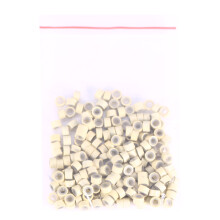 200 Stk Silikon-gefütterte Mikro-Haarfederverlängerungsperlen Beige
