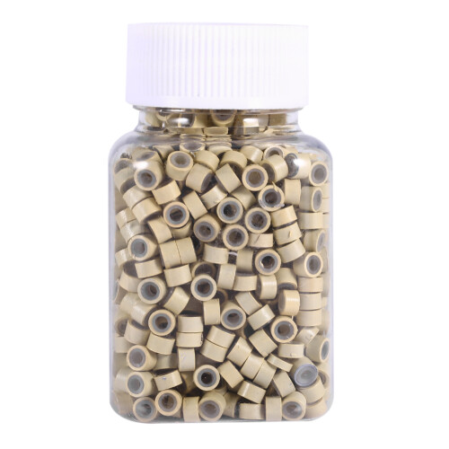 1000 Stk Beige Silikon-gefütterte Haar-Extension-Beads