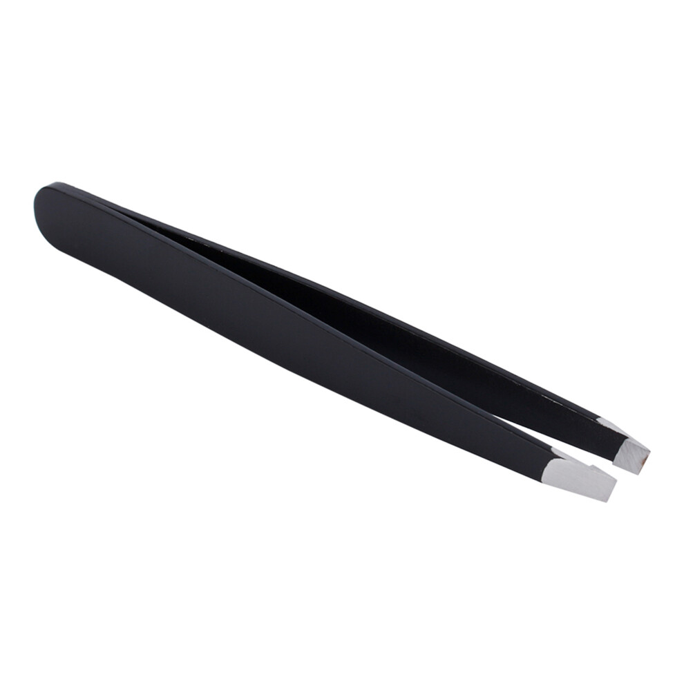 1 Pc Black/Pink Eyebrow Tweezer Slanted Stainless Steel Makeup Tool