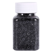 1000 Stk Schwarze Silikon-Link-Ringe für Haar-Extension
