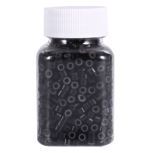 1000 Stk Schwarze Silikon-Link-Ringe für Haar-Extension