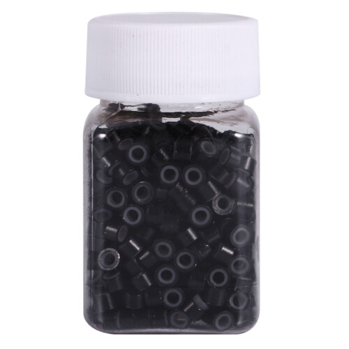 500 Stk Schwarze Silikon-gefütterte Haar-Extension-Beads