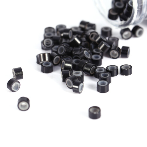 1000 Stk Schwarze Silikon-Link-Ringe für Haar-Extension 2