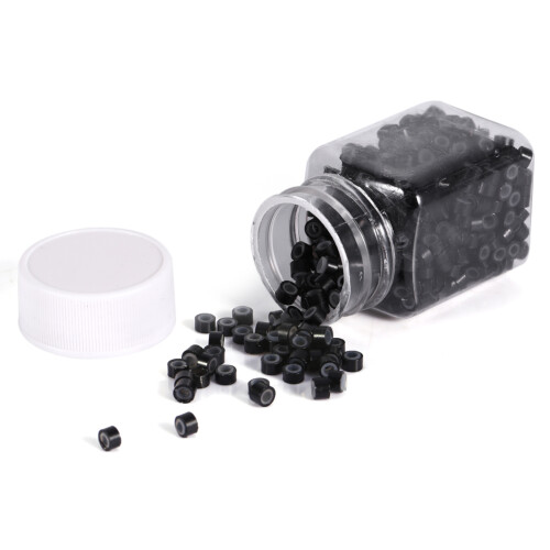 500 Stk Schwarze Silikon-gefütterte Haar-Extension-Beads 1