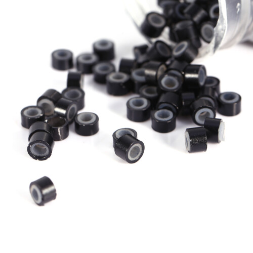 500 Stk Schwarze Silikon-gefütterte Haar-Extension-Beads 2