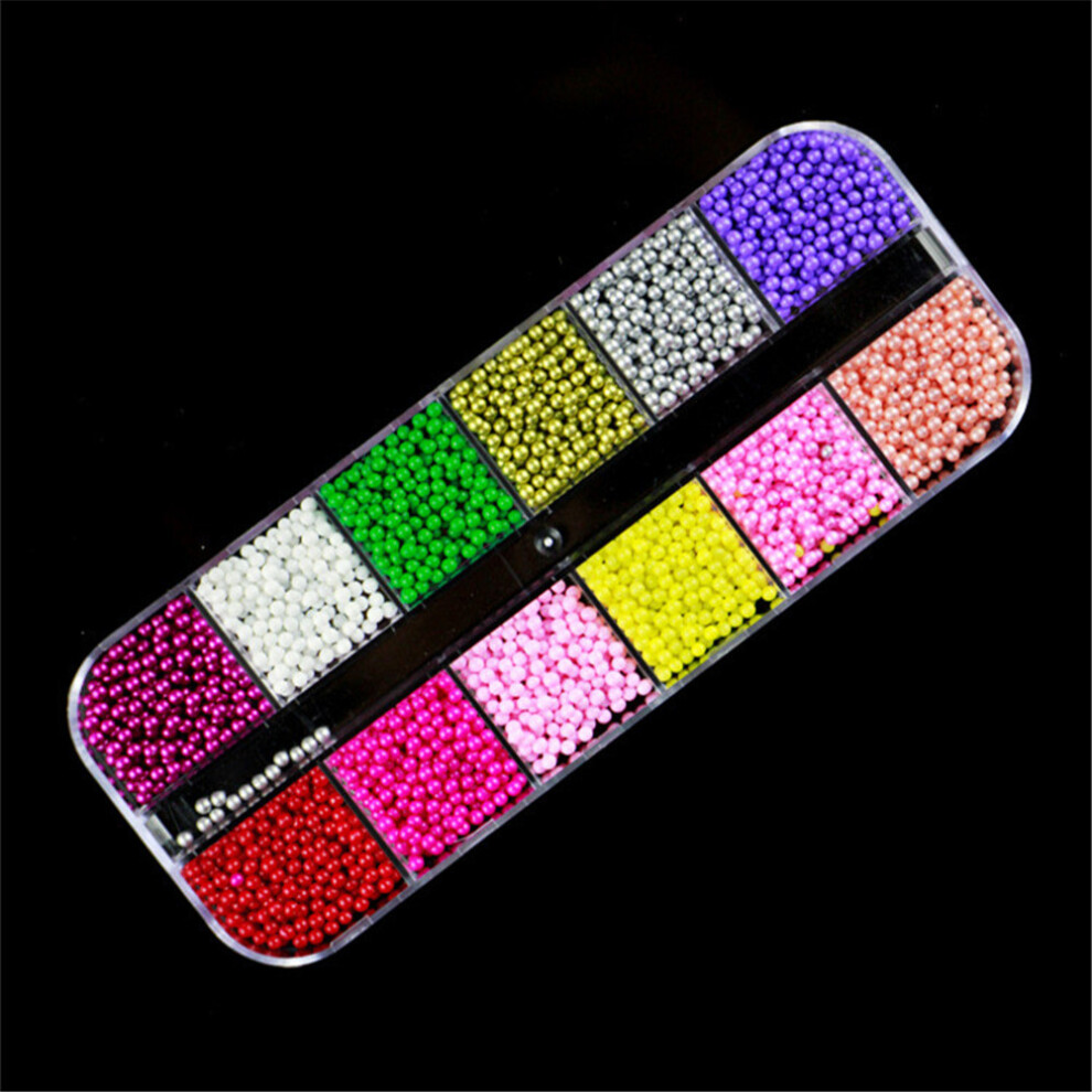 12grids/box 12 Colors Caviar Mini Beads DIY Nail Art (12 Colors)