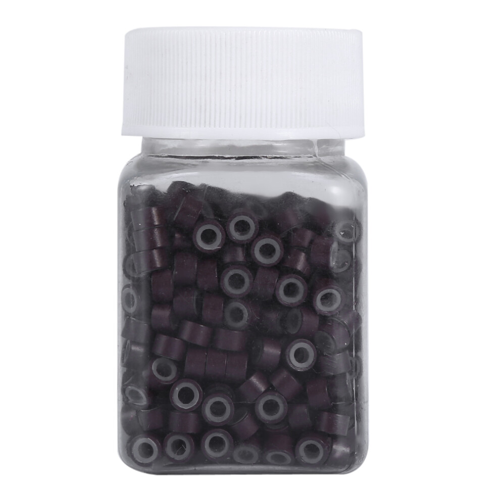 Unisex Brown 500Pcs Silicone Lined Link Rings Beads For Hair Extensions (Brown)