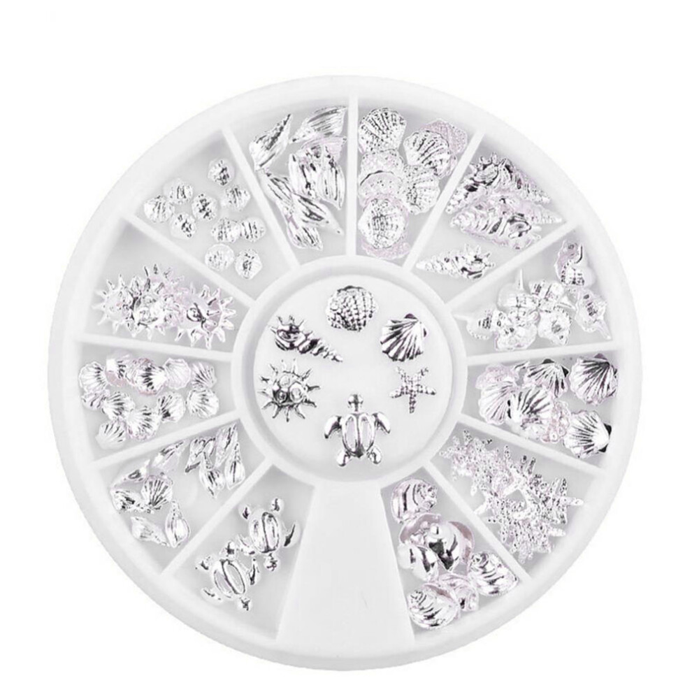 Silver 12Grids/Set Metal Rivet Diy Nail Art Charm