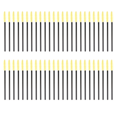 50Pcs/Set Disposable Eyelash Brush Mascara Applicator Black Yellow