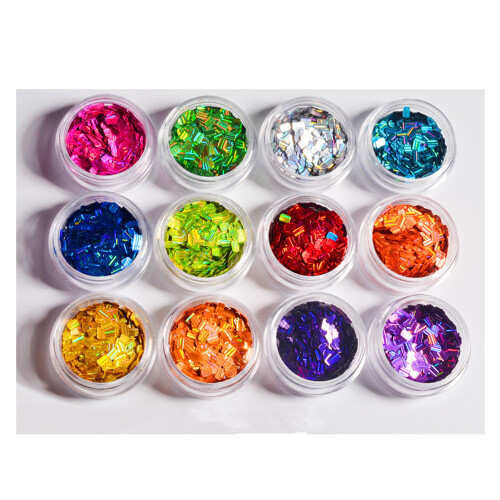 12 Farben Nagelfolie Rechteck Glitzer Maniküre