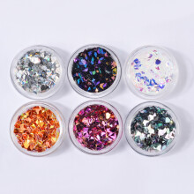 6 Farben/Set 3D Glitzer-Nagelkunst-Pailletten Maniküre