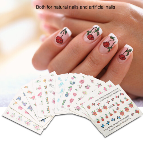 50x Bloemvlinder Nagelwaterstickers 2